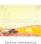 Vector Retro Clipart of a Muscle Car and Grungy Background by David Rey