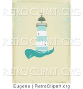 Vector Retro Clipart of a Nautical Light House on Tan by Eugene