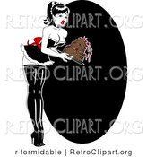 Vector Retro Clipart of a Pinup Woman Bending over and Dropping Cake by R Formidable