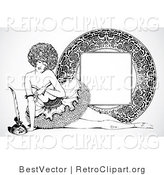 Vector Retro Clipart of a Vintage Burlesque Pinup Woman and Frame by BestVector
