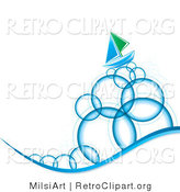 Vector Retro Clipart of Bubbles and a Sailboat by MilsiArt