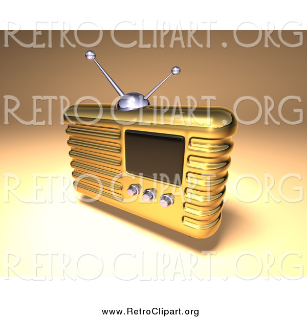 Clipart of a 3d Gold Retro Radio