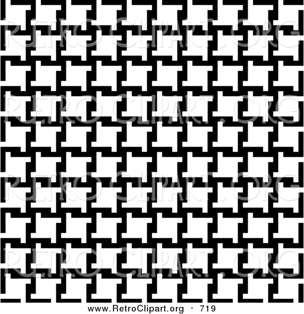 Clipart of a Background of Black and White Houndstooth Pattern