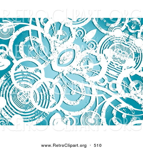 Clipart of a Background of Grunge White Circles over Blue