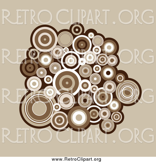 Clipart of a Cluster of Brown and White Retro Circles