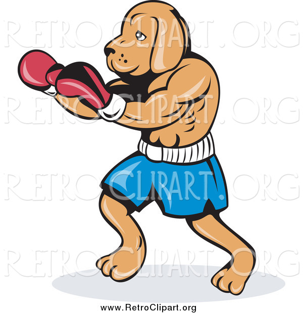 Clipart of a Dog Boxing