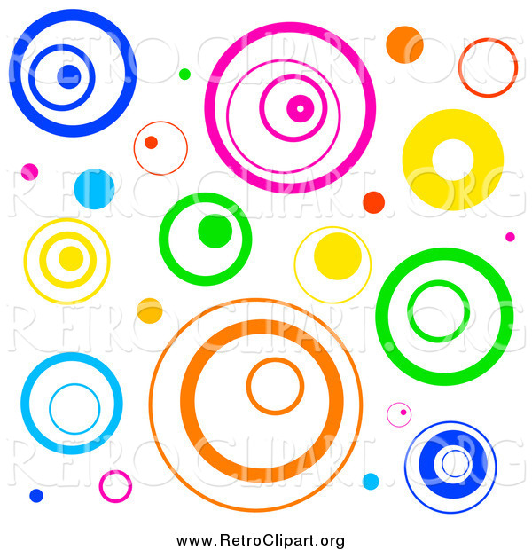 Clipart of a Funky Background with Retro Circles