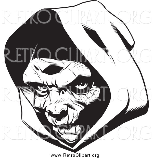 Clipart of a Grim Reaper Head with a Hood