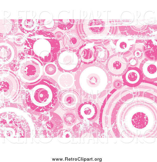 Clipart of a Grunge Background of Distressed Pink and White Circles