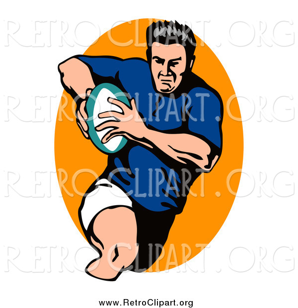 Clipart of a Male Retro Rugby Football Player