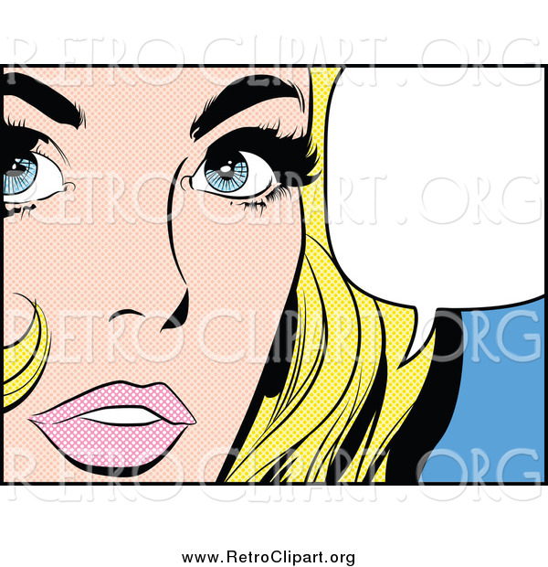 Clipart of a Pop Art Blond White Woman Talking