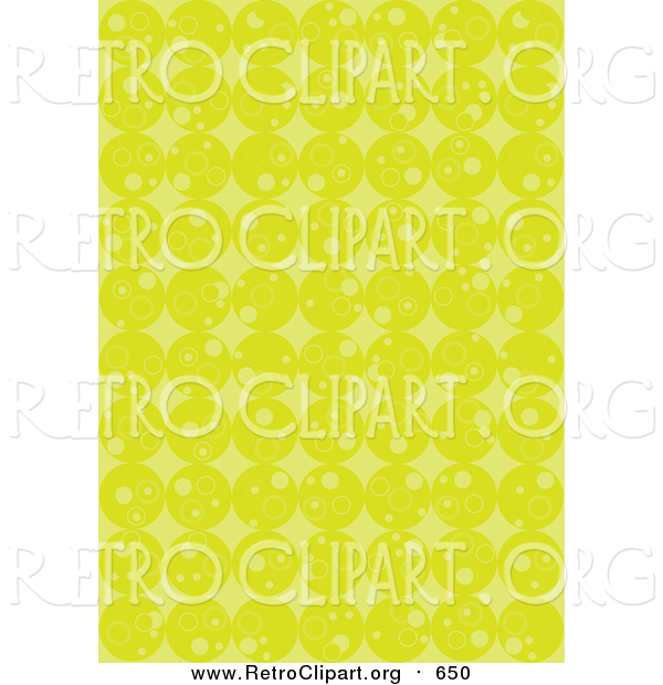 Clipart of a Retro Background of Rows of Lime Green Circles and Diamonds