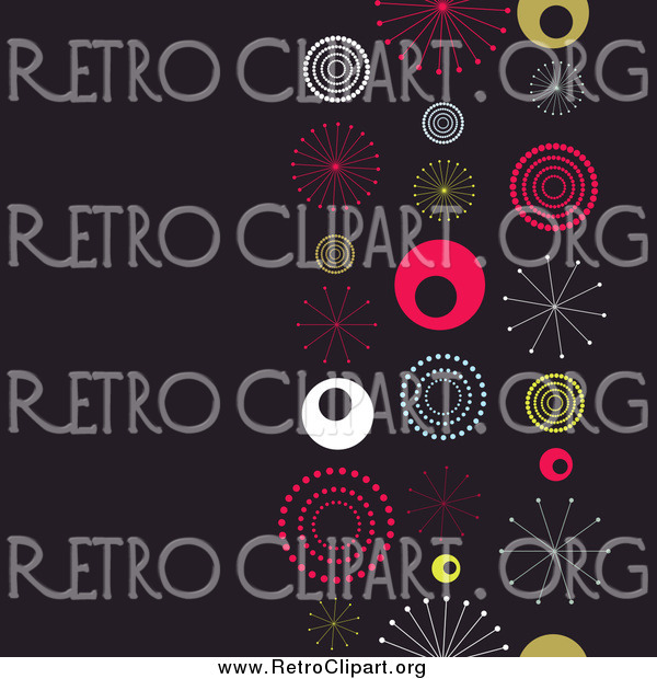 Clipart of a Retro Background with Colorful Bursts and Bubbles