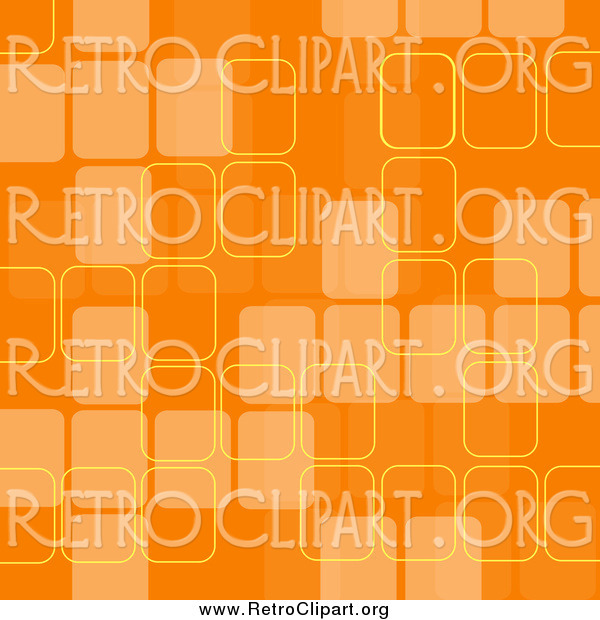 Clipart of a Retro Background with Faded Orange Squares and Yellow Outlines