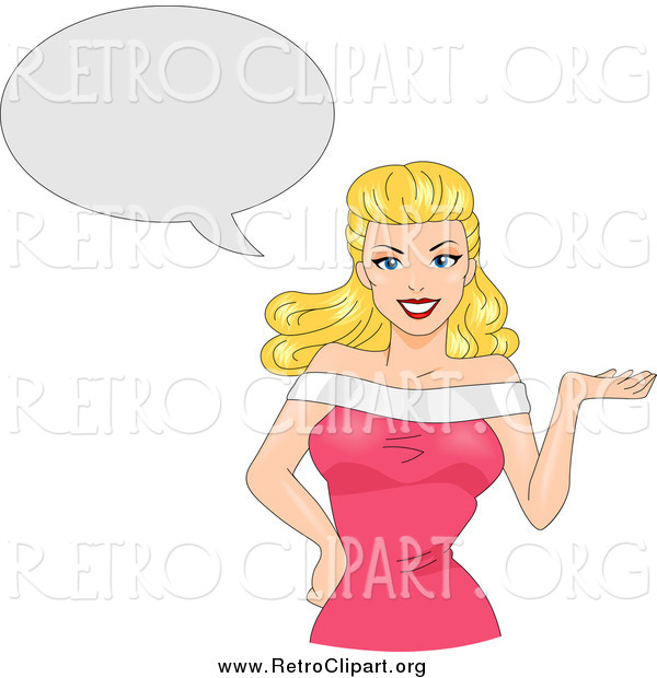 Clipart of a Retro Blond Bombshell with a Thought Balloon