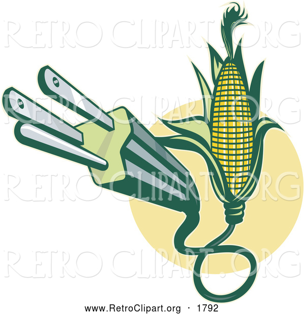 Clipart of a Retro Electric Plug Emerging from Corn