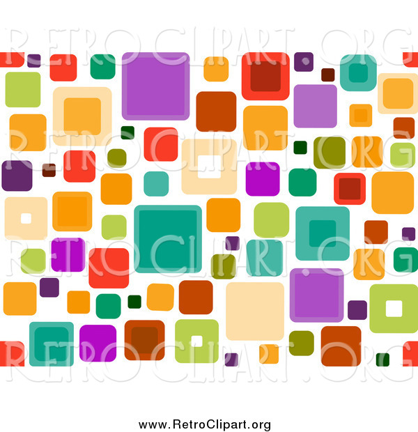Clipart of a Retro Funky Seamless Pattern of Squares over White