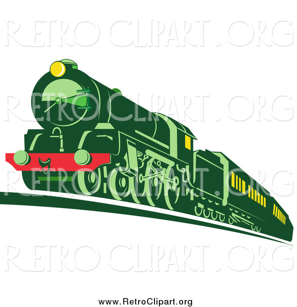 Clipart of a Retro Green Train