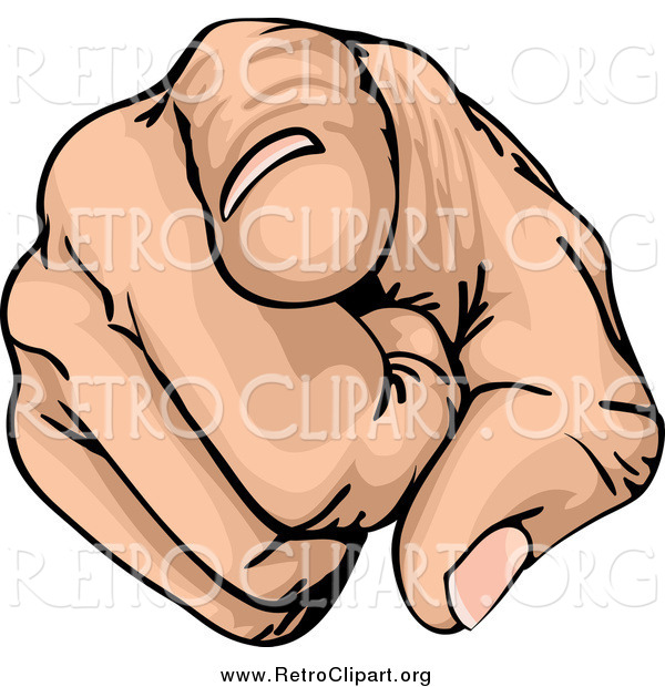 Clipart of a Retro Pointing Finger