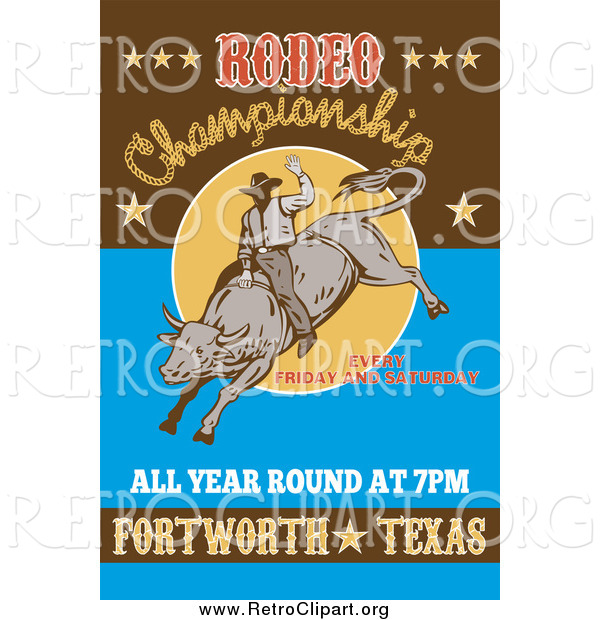 Clipart of a Retro Rodeo Poster