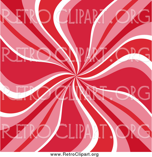 Clipart of a Retro Swirl Background of Red, Pink and White