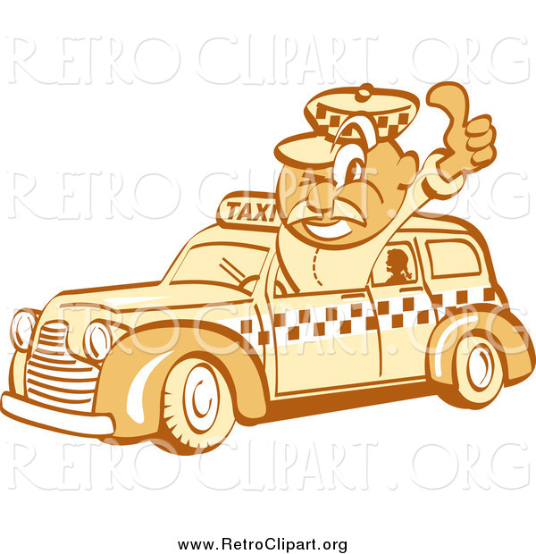 Clipart of a Retro Thumbs up Taxi Driver Guy