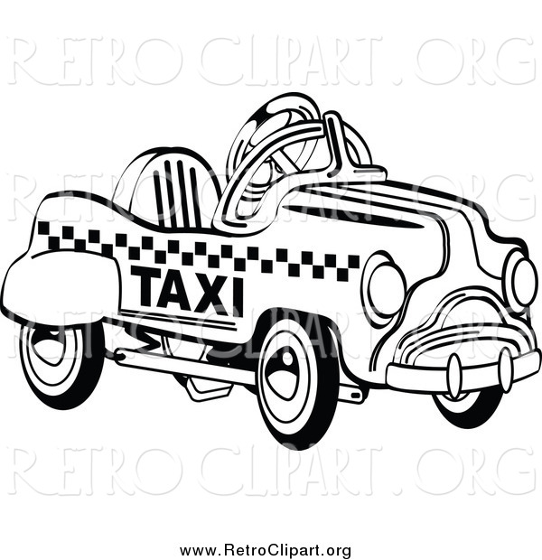 Clipart of a Retro Toy Pedal Taxi Car