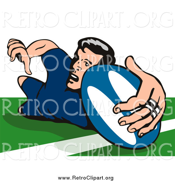 Clipart of a Rugby Football Player Falling