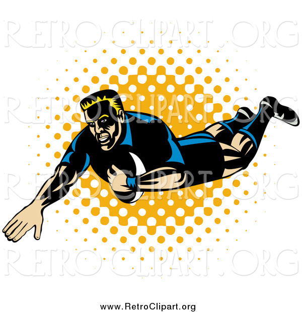 Clipart of a Rugby Football Player Falling