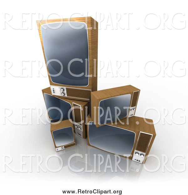 Clipart of a Stacked Box TVs