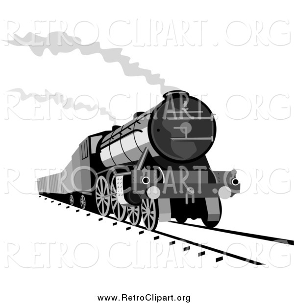 Clipart of a Steam Engine Releasing Steam