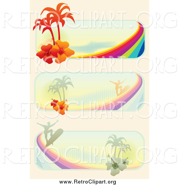 Clipart of Tropical Surf Website Banners