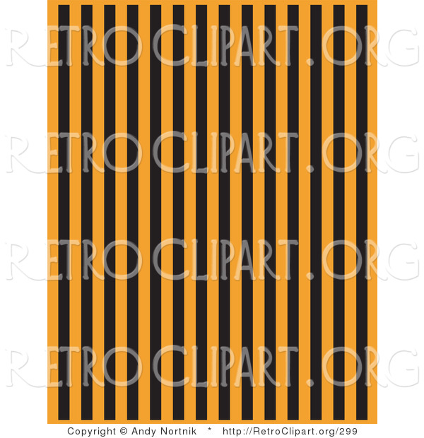 Retro Clipart of a Background with Orange and Black Vertical Stripes