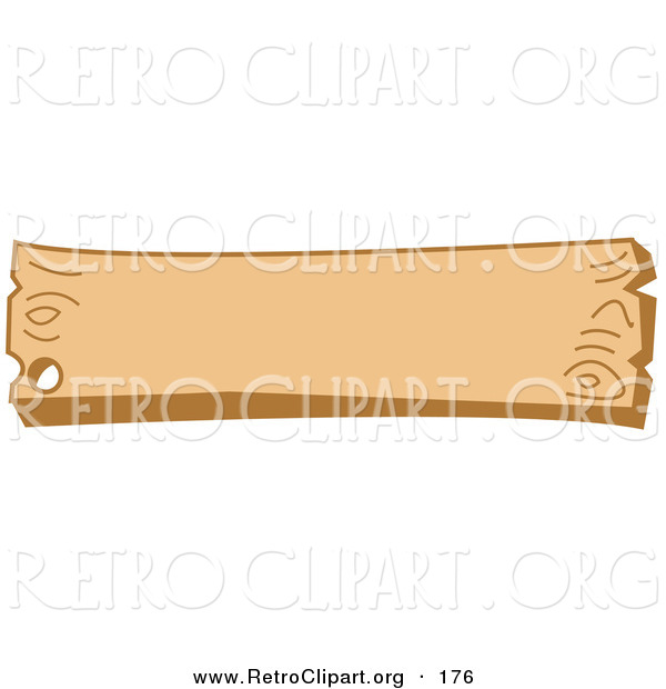 Retro Clipart of a Blank Wooden Western Style Sign with a Nail Hole on a White Background