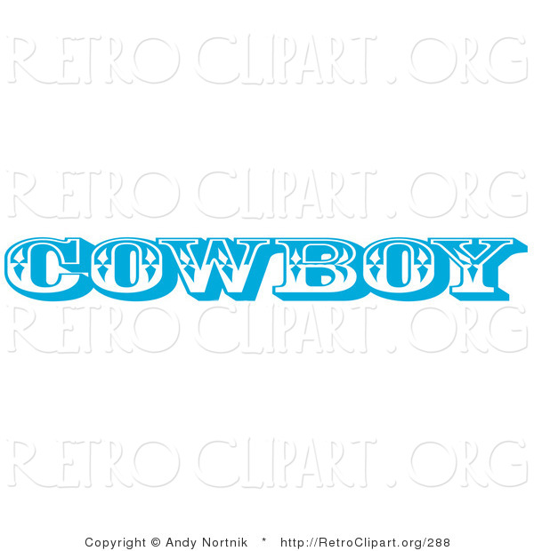 Retro Clipart of a Blue Western Styled Cowboy Restroom Sign