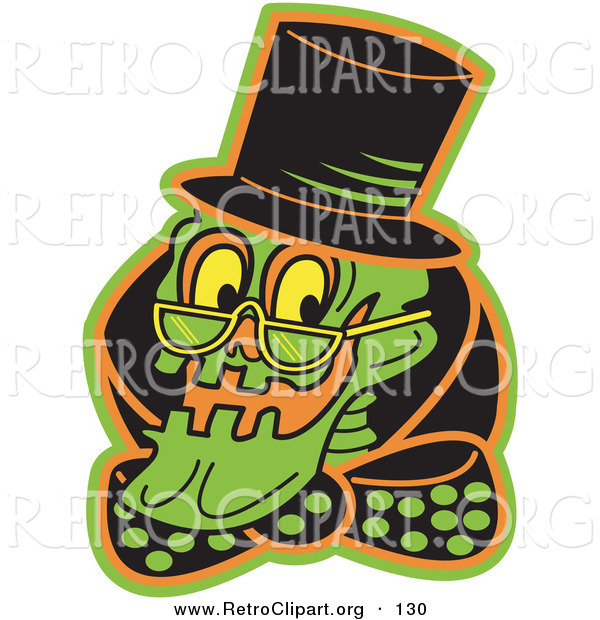 Retro Clipart of a Cheerful and Grinning Human Skeleton Wearing a Hat, Glasses and a Bowtie