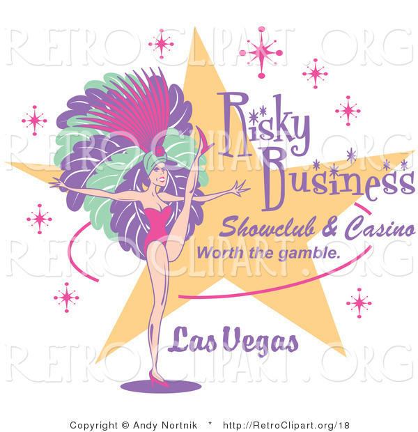 Retro Clipart of a Dancing Showgirl and Text