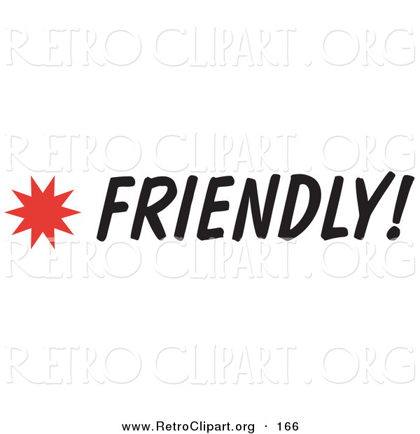 Retro Clipart of a Friendly Sign with a Star Burst on White