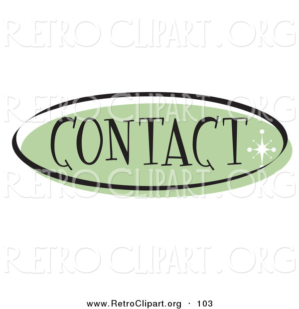 Retro Clipart of a Green Oblong Contact Website Button That Could Link to a Customer Service Information Page on a Site