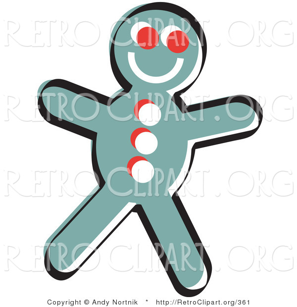 Retro Clipart of a Happy, Smiling Gingerbread Man Cookie
