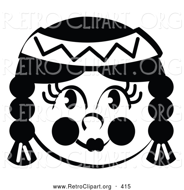 Retro Clipart of a Happy Smiling Native American Indian Girl
