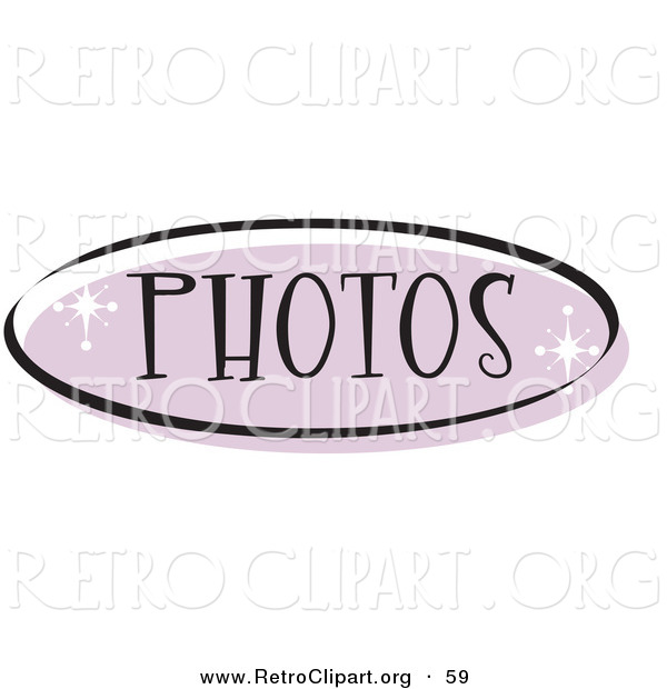 Retro Clipart of a Purple Oval Photos Website Button That Could Link to a Picture Page on a Site