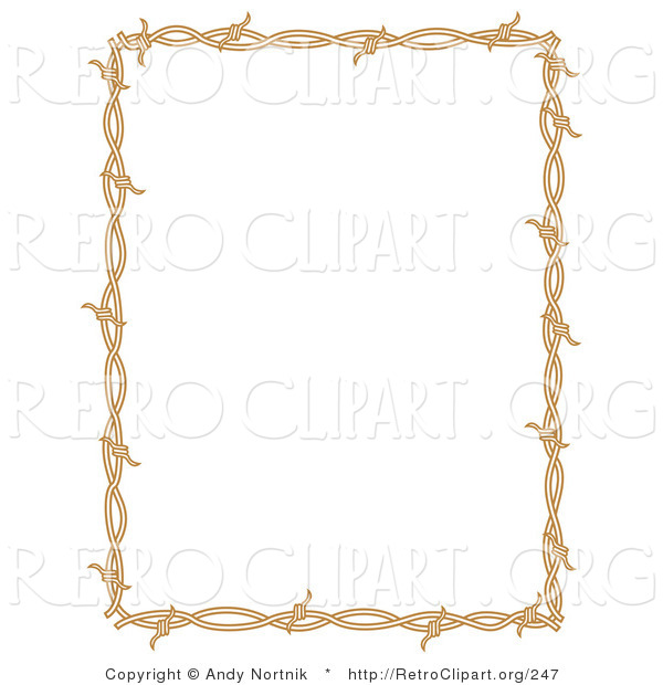 Retro Clipart of a Rectangle Border Frame of Barbed Wire over a Solid White Background
