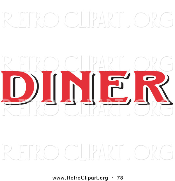 Retro Clipart of a Red Diner Sign on White