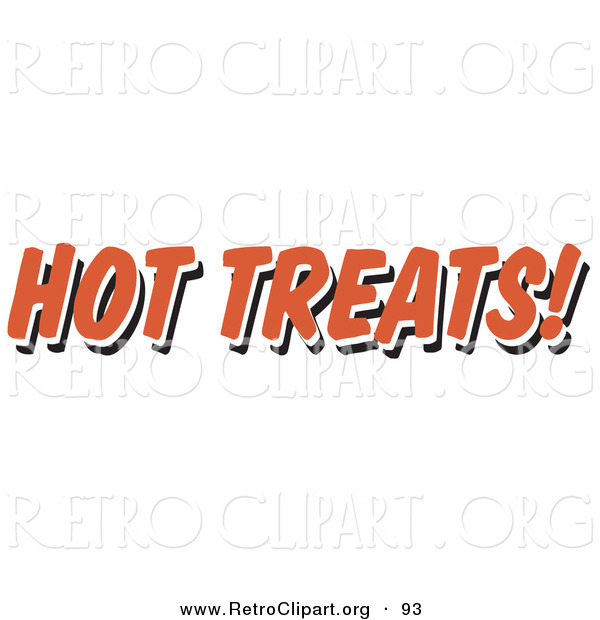 Retro Clipart of a Red Hot Treats Restaurant Sign over White