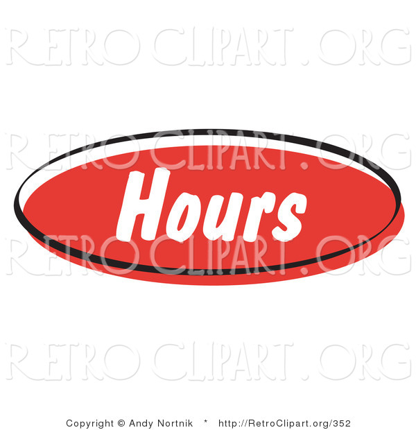 Retro Clipart of a Red Hours Internet Website Icon Button