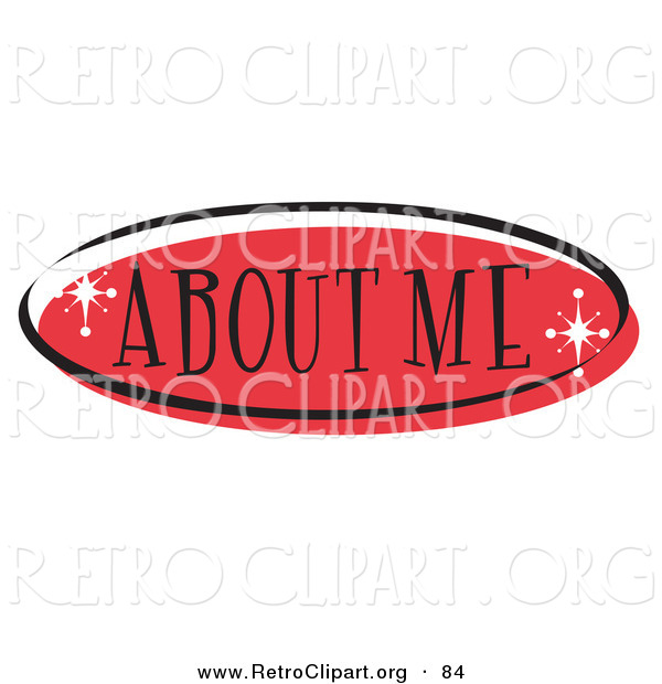 Retro Clipart of a Red Oval About Me Website Button That Could Link to an Information Page on a Site on White