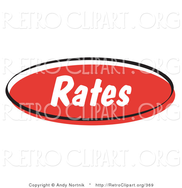 Retro Clipart of a Red Rates Internet Blog Button