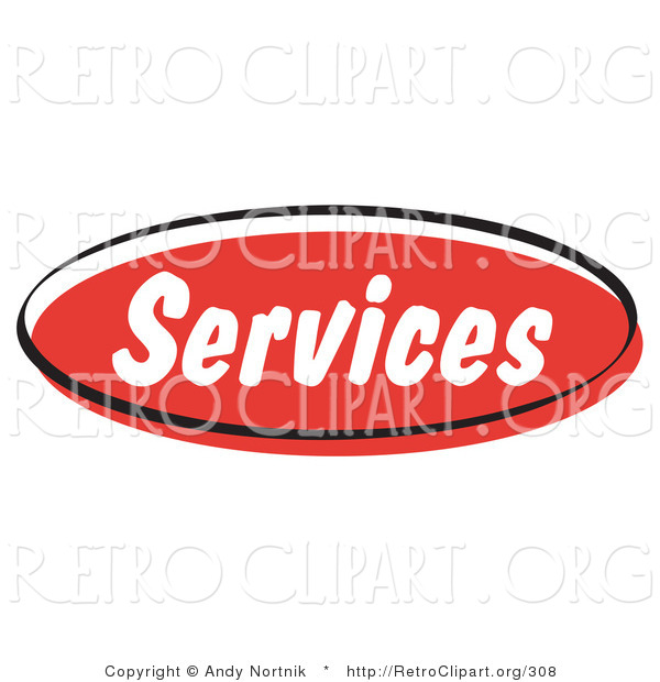 Retro Clipart of a Red Services Internet Website Button Icon