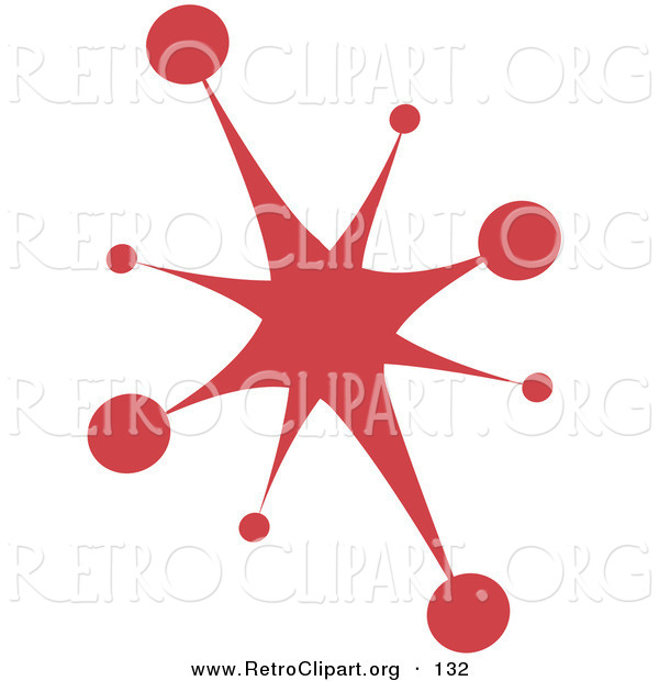 Retro Clipart of a Red Starburst over White